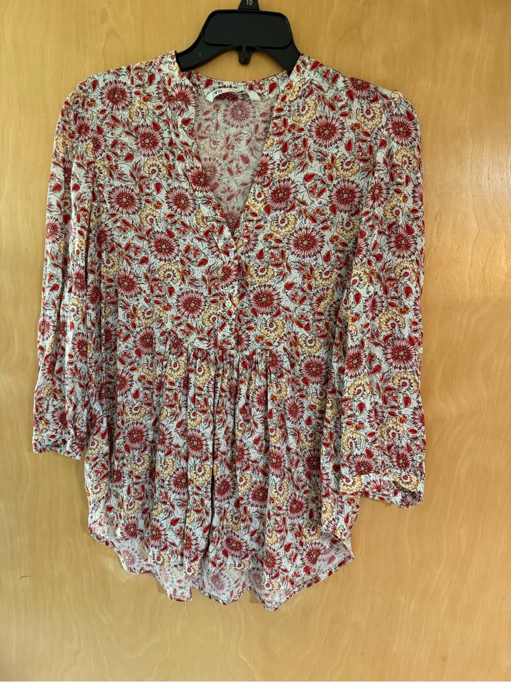 Zara Red Floral V-Neck Peplum Top